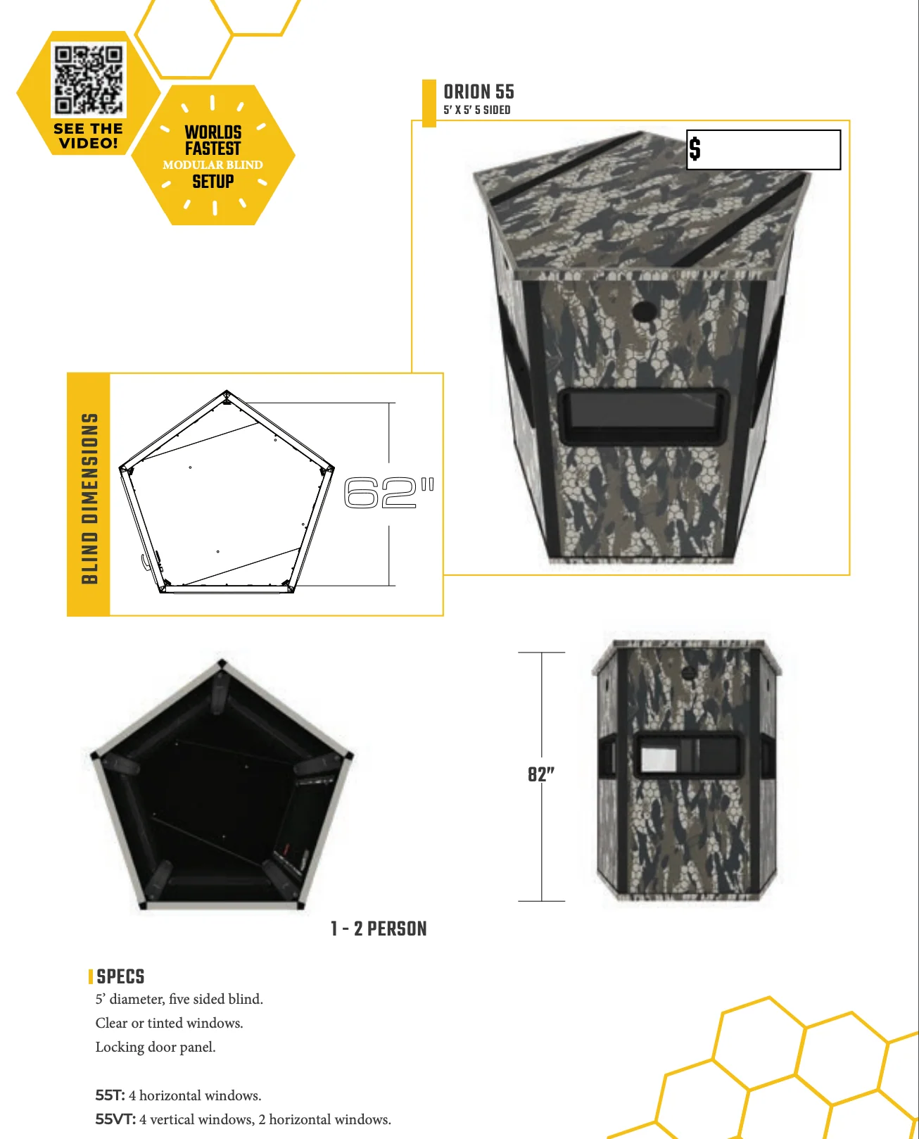Orion Hunting - 5' x 5' Premium Archery/Bow Hunting Blind - Vertical Windows - Image 27