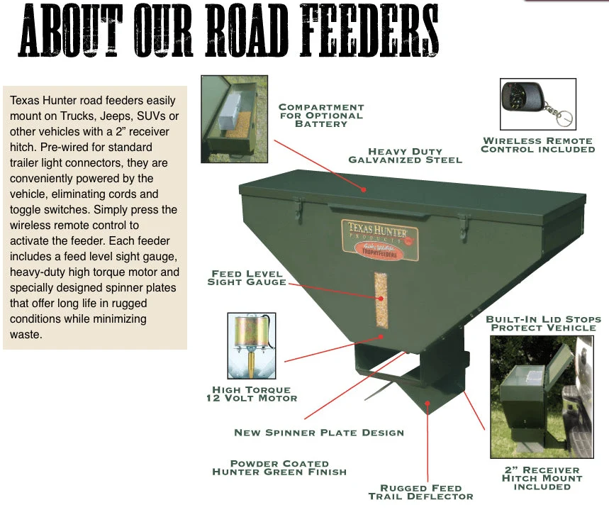 Texas Hunter 100 lb Road Deer Feeder with Wireless Remote Control - Image 6