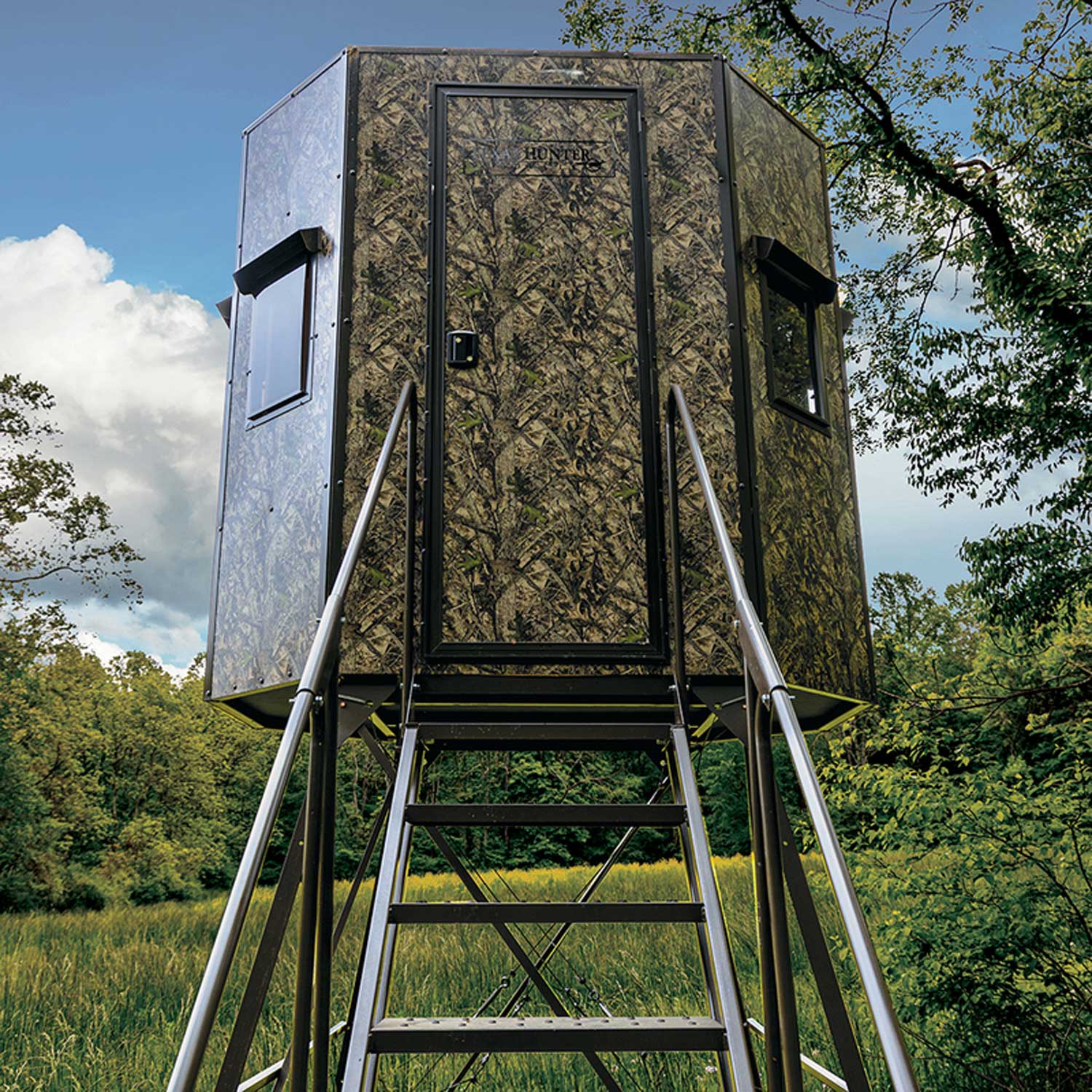 Texas Hunter 5' x 7' Wrangler Camo Hunting Blind with Combo Bow/Rifle Windows, 8' Tower & Stairs - Image 3