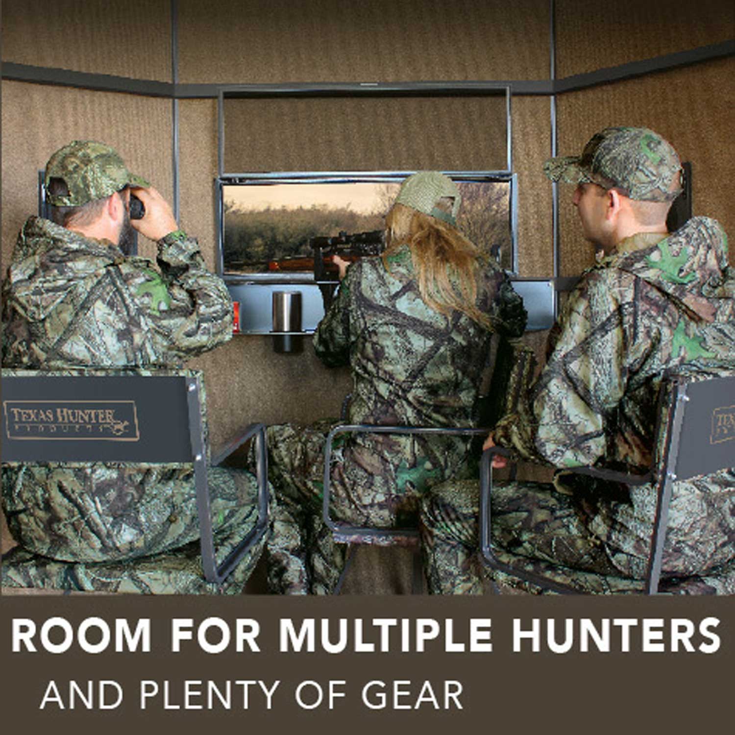 Texas Hunter Wrangler Rifle Octagon Shaped Camo Aluminum 5' x 7' Deer Blind with Ground Legs - Image 5