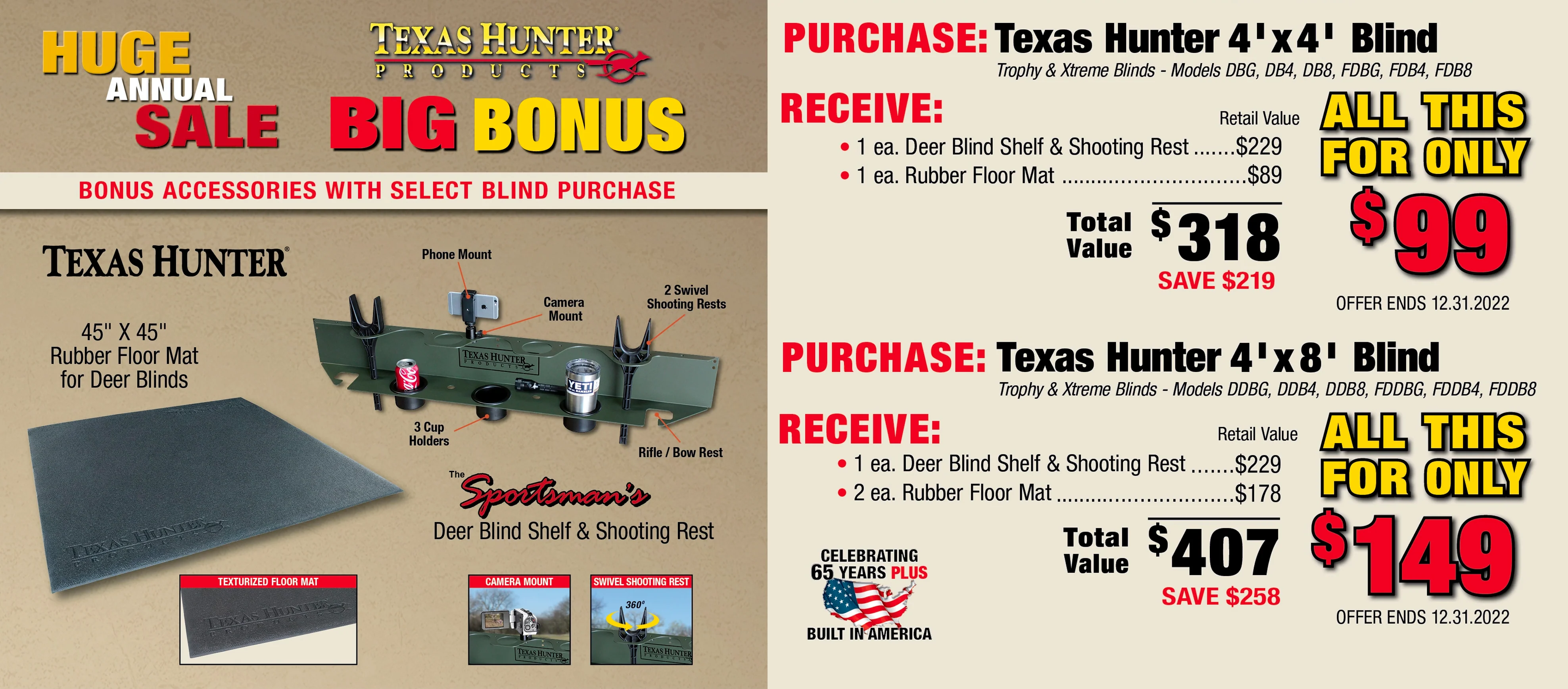 Texas Hunter Xtreme Ground Blind Double 4' x 8' with Full Door and Ground Legs - Image 9