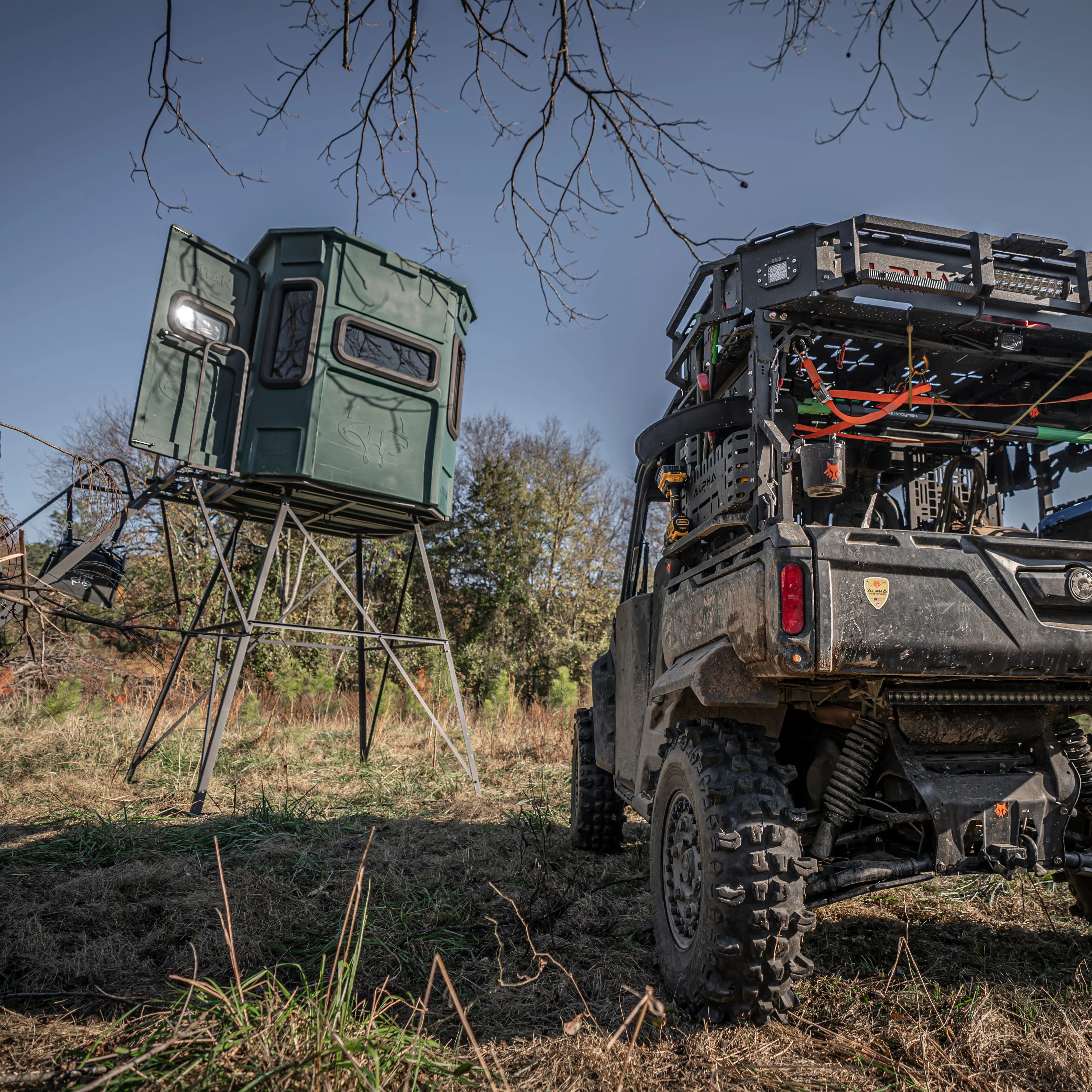 Titan Hunting Blinds - Pro Bow & Rifle Combo Blind - Tan w/ 8ft Tower - Image 20