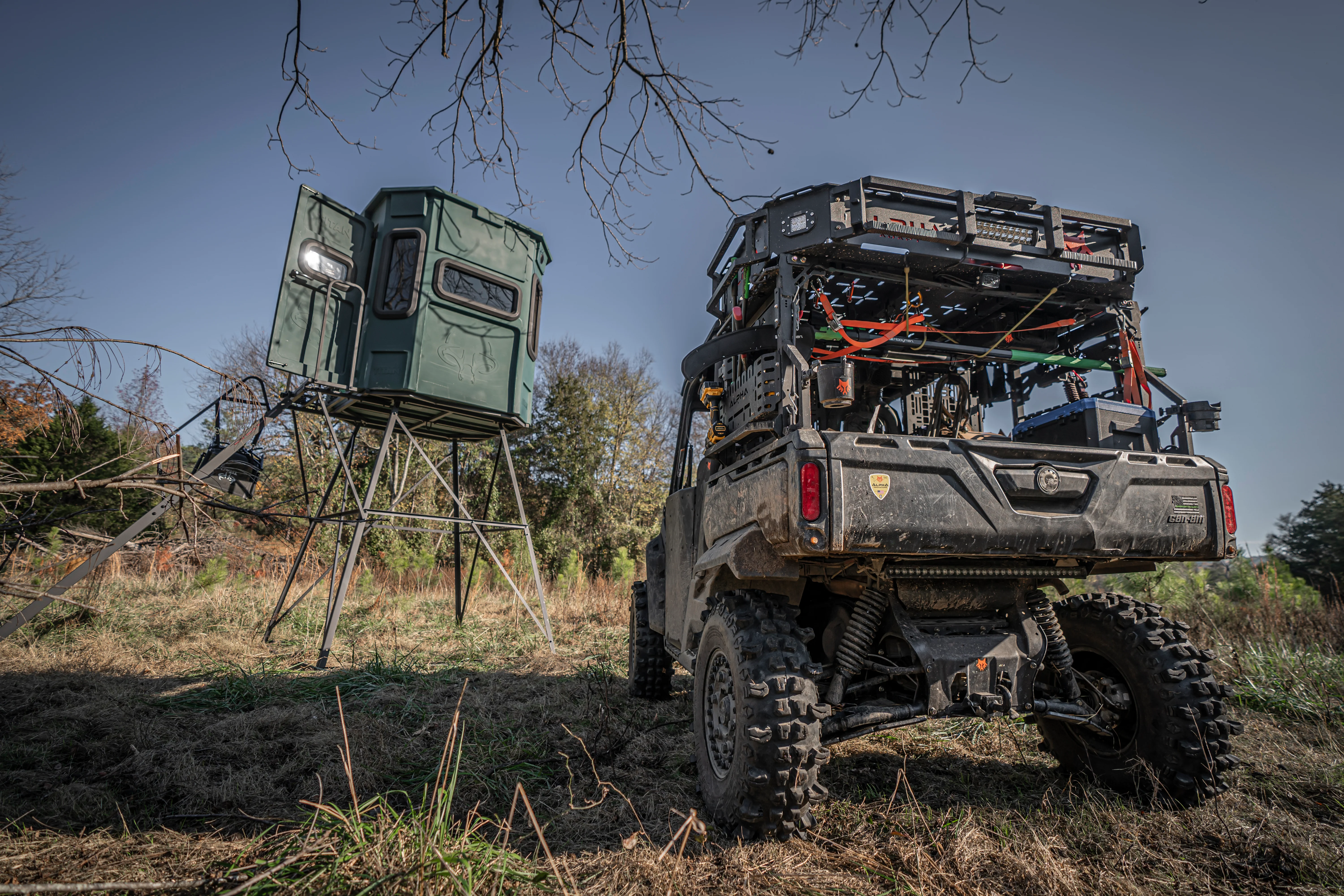 Titan Hunting Blinds - Pro Bow & Rifle Combo Blind - Brown w/ 8ft Tower - Image 19